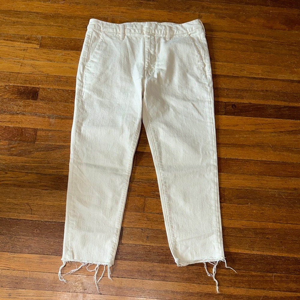 MOTHER The Shaker Prep Fray Ankle Jeans in Act Natural, Sz 30